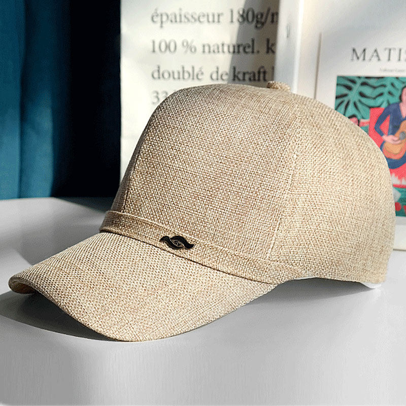经典高档棉麻遮阳帽中老年老人帽子太阳帽草帽凉帽亚麻棒球帽男士