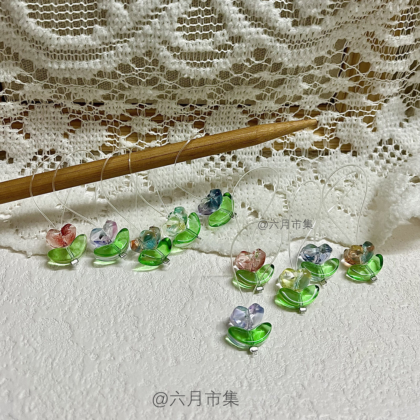 彩色琉璃莲雾花记号圈手工diy棒针编织毛衣毛线记号扣辅助记号