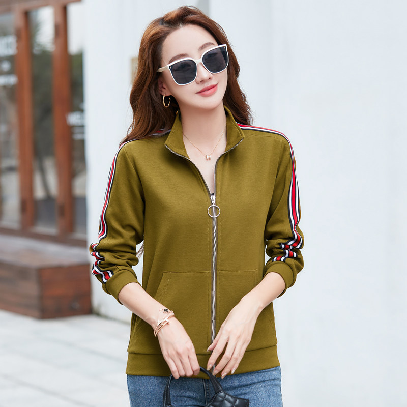 立领拉链开衫卫衣女宽松无帽韩版百搭春秋棉质运动休闲外套上衣潮