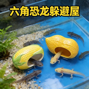 六角恐龙躲避屋鱼缸生态缸造景专用装饰巴西龟蝾螈休息繁殖躲避屋