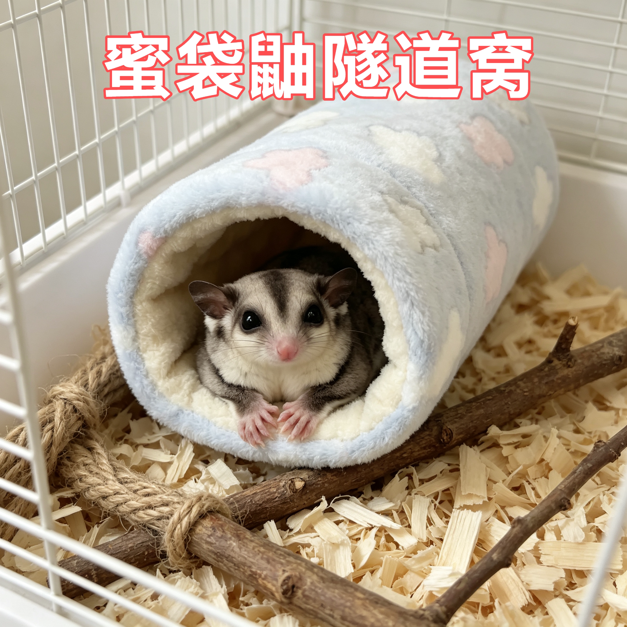 蜜袋鼬专用棉窝小宠隧道花枝鼠吊床通道蜜袋鼯荷兰猪豚鼠毛绒睡袋