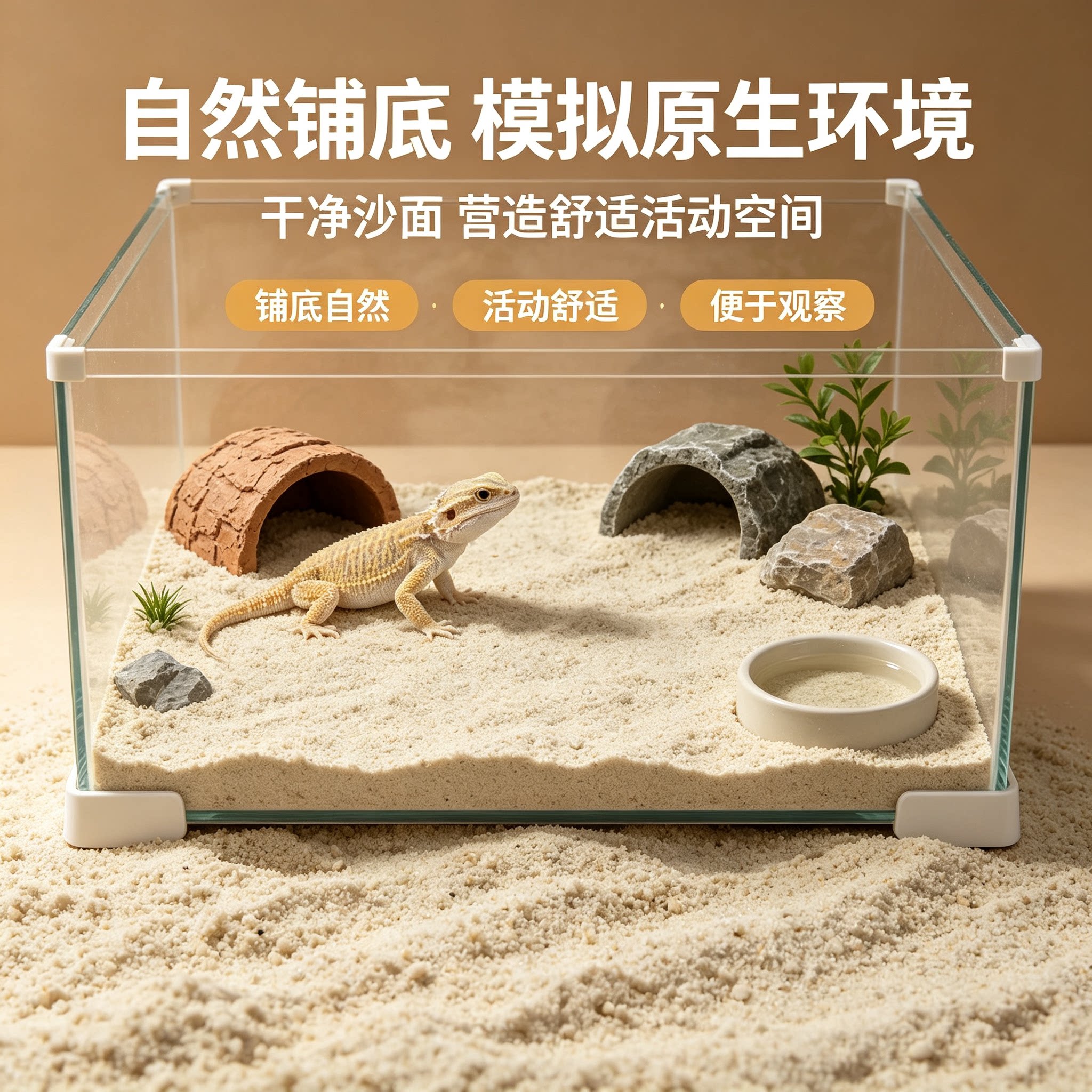 守宫专用沙爬宠缸鱼缸底砂造景装饰原生溪流石头鼠沙冬眠水晶沙图片