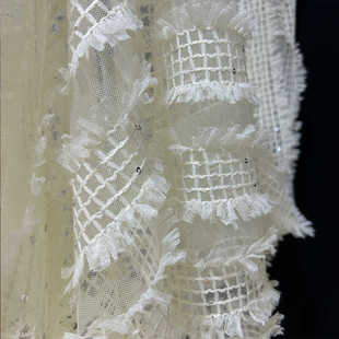 小众文艺条纹方格流苏网纱DIY时装面料连衣裙衬衫裤子设计感布料