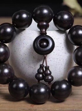 黑檀木手串乌木紫光檀佛珠木手炼手珠文玩木头男档位珠黑色檀香女