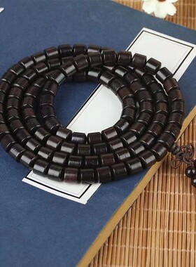 黑檀桶珠108颗手串紫光檀念珠紫檀黄花梨沉香阴沉木金丝檀木手串