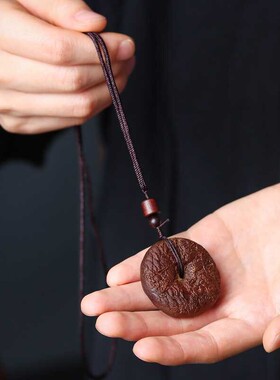 沉香木祥龙平安扣项链吊坠包包挂件饰品男女礼物生肖龙牌木雕挂脖