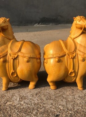 黄杨木雕唐马工艺品摆件客厅马到成功酒柜玄关装饰开业礼品