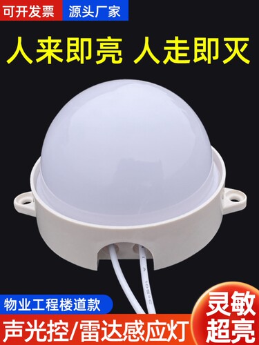 智能LED声光控灯过道雷达灯走廊楼道人体感应灯泡声控吸顶灯物业