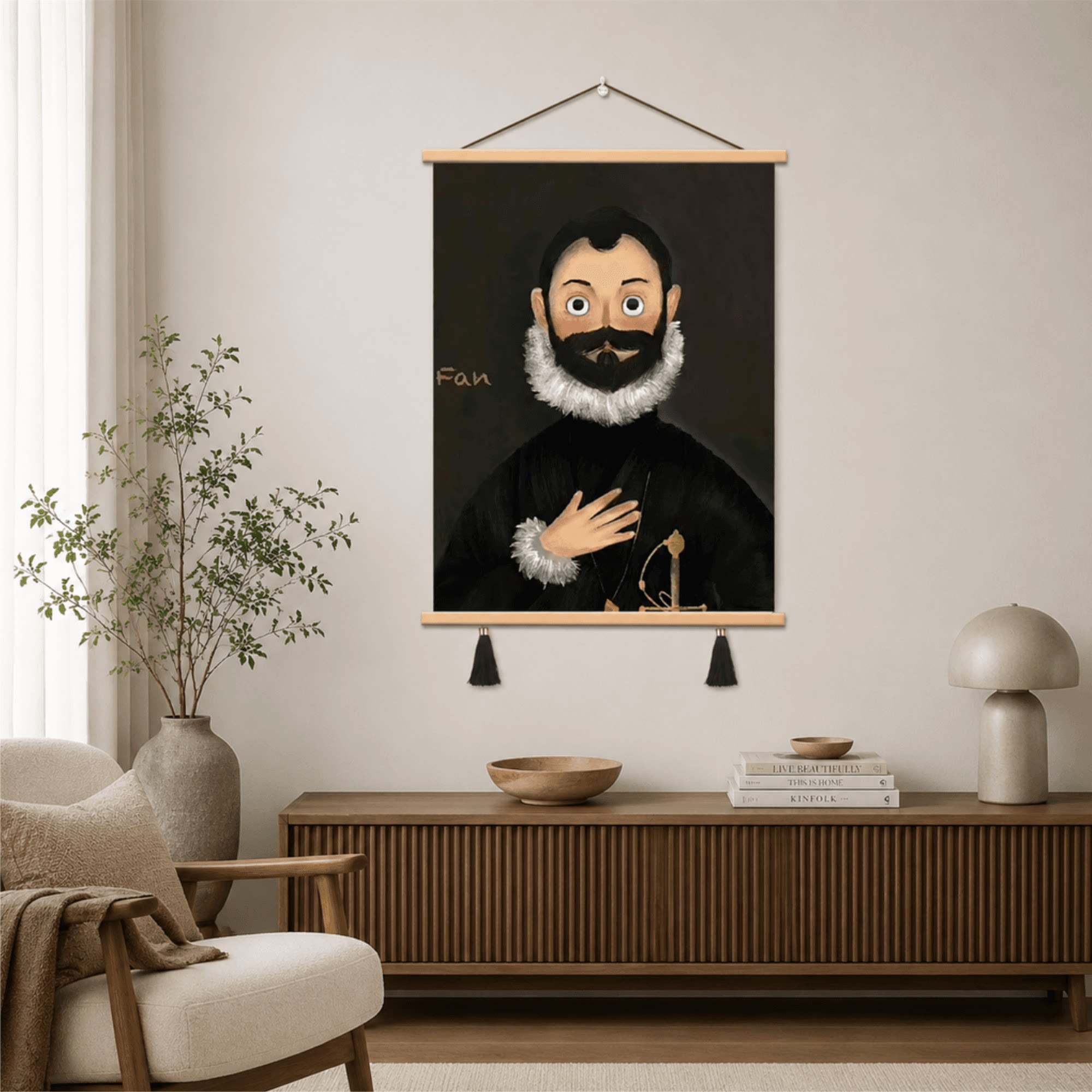 小众轻奢复古卡通绅士肖像装饰画客厅卧室玄关墙面艺术壁画挂件