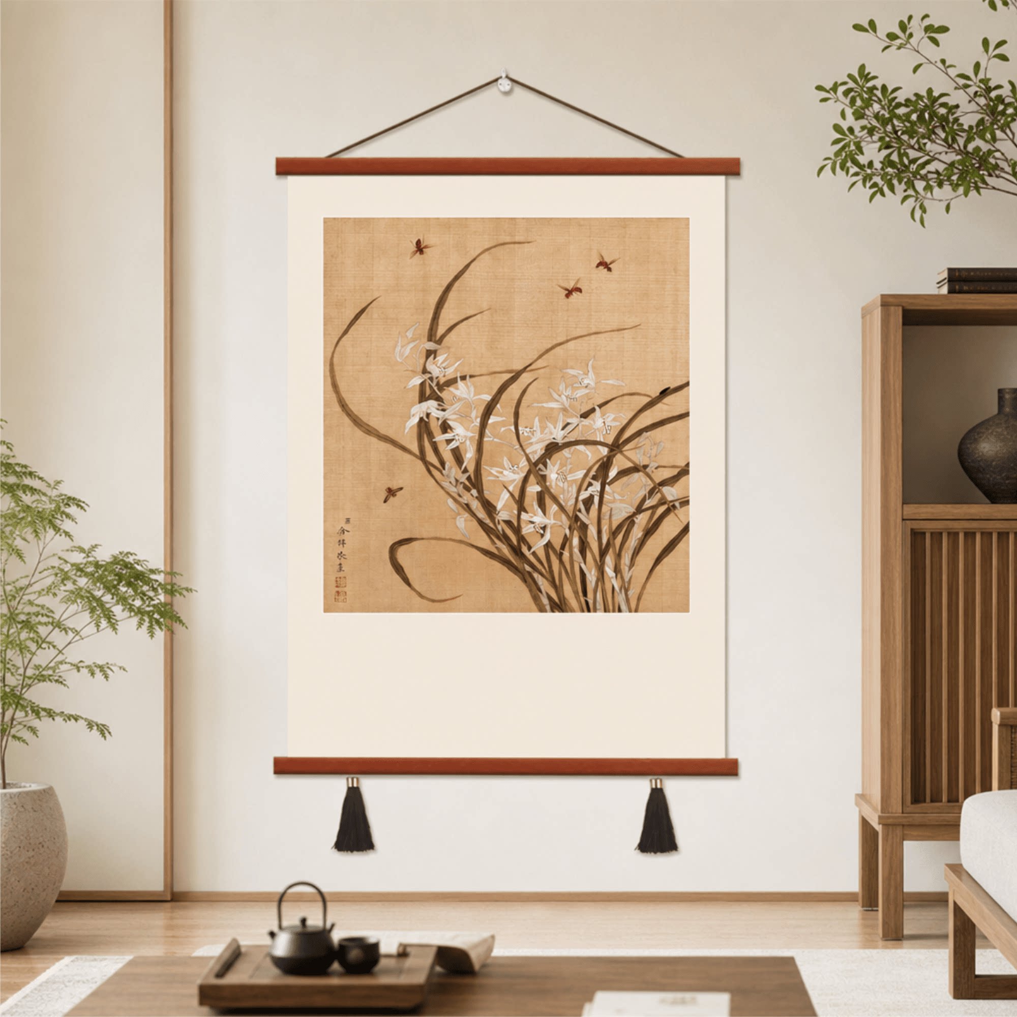 新中式禅意兰花国画装饰挂画客厅玄关茶室书房墙面装饰品古典雅致