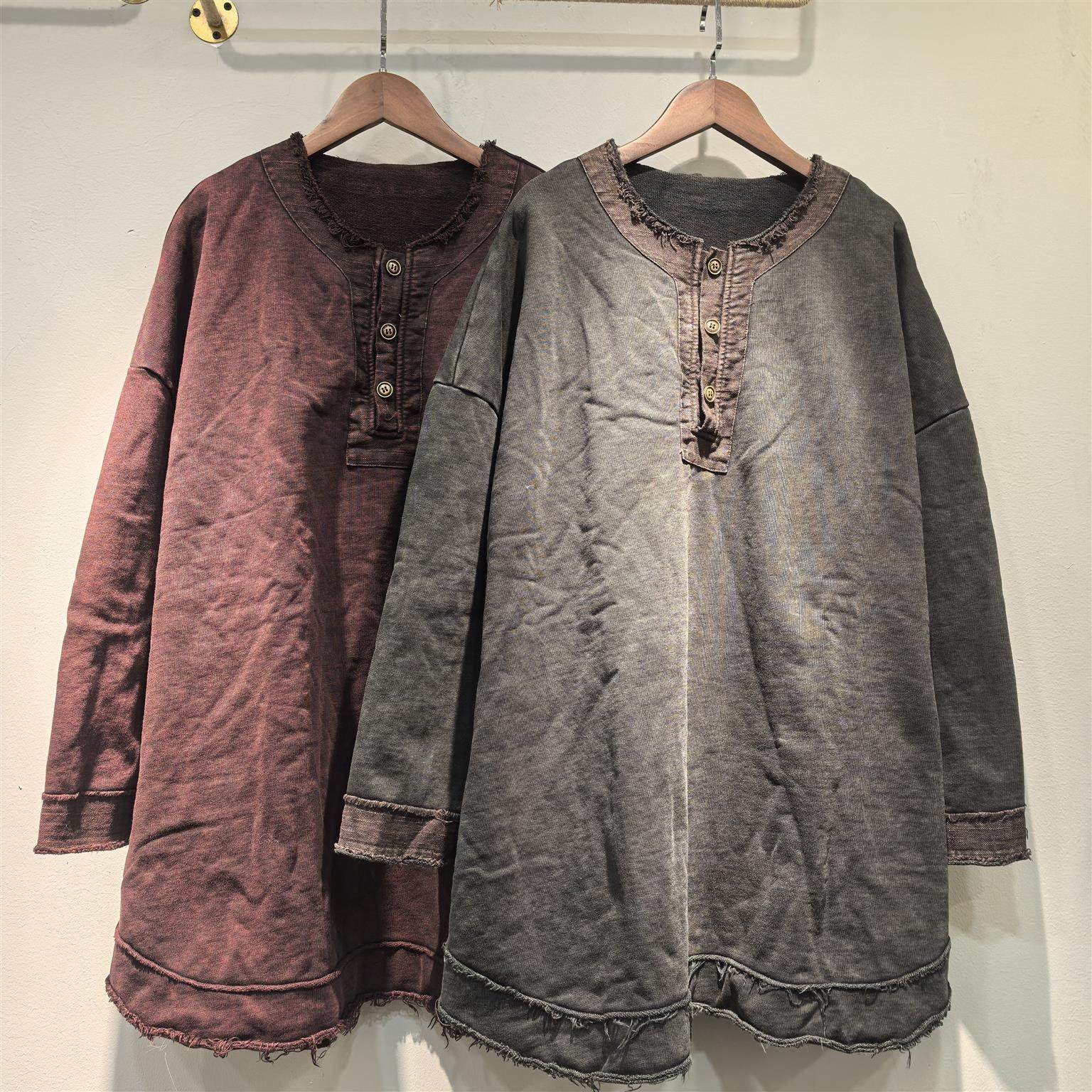 复古炒色做旧三粒扣厚毛圈厚T恤(衣长78胸围140),女装/女士精品,上衣,淘宝优惠券,粉丝福利购,淘宝优惠卷