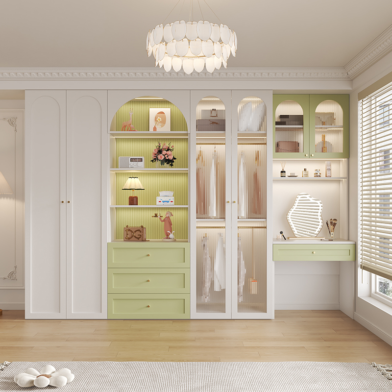 步语大容易法式奶油风衣柜化妆桌