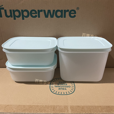 特百惠 新冷冻雪影3件套冰箱冷藏盒生鲜肉类速冻保鲜盒450ml/1.1L