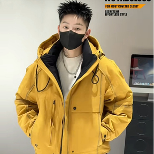 高端品质新款羽绒服冬季时尚防风白鸭绒保暖宽松连帽男女外套上衣