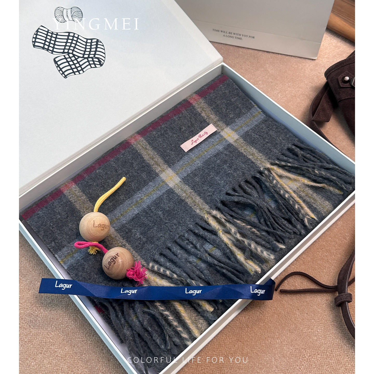 盈妹特调彩格丨礼盒装高级感英伦格纹围巾女学院风纯羊毛情侣围脖