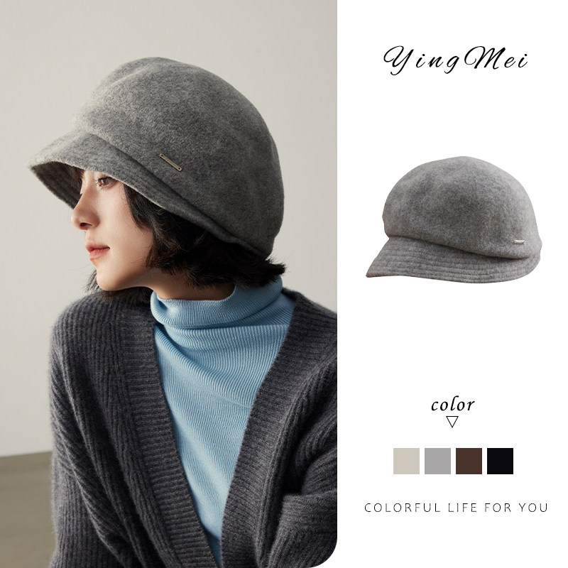 盈妹英国风尚丨纯羊毛秋冬显脸小贝雷帽气质毛呢帽子大头围黑色女,服饰配件/皮带/帽子/围巾,帽子,淘宝优惠券,粉丝福利购,淘宝优惠卷