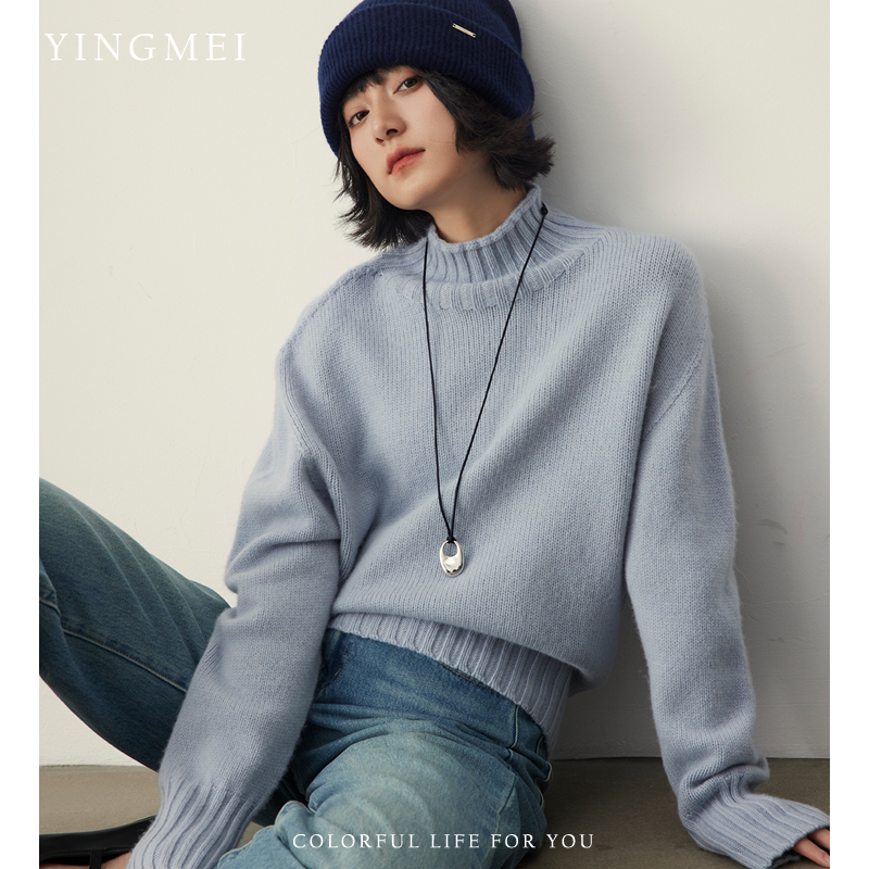 盈妹韩系羊毛针织衫毛衣宽松保暖