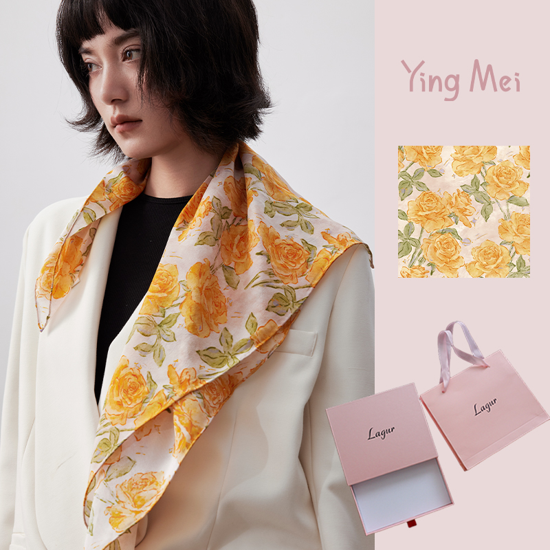 盈妹100%桑蚕丝真丝丝巾高级感女