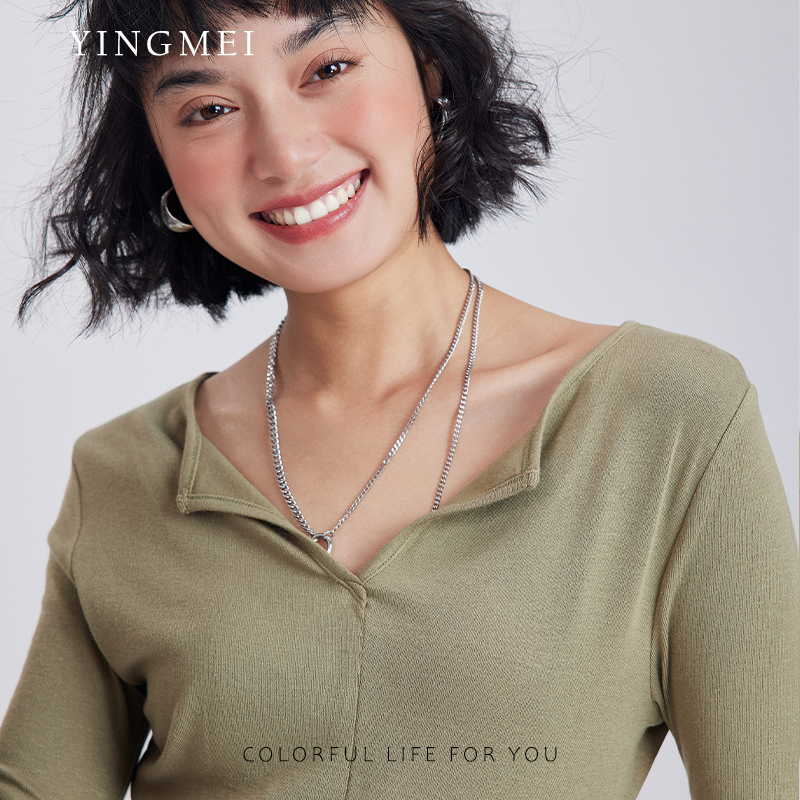 盈妹薄款针织防晒翻领长袖气质款