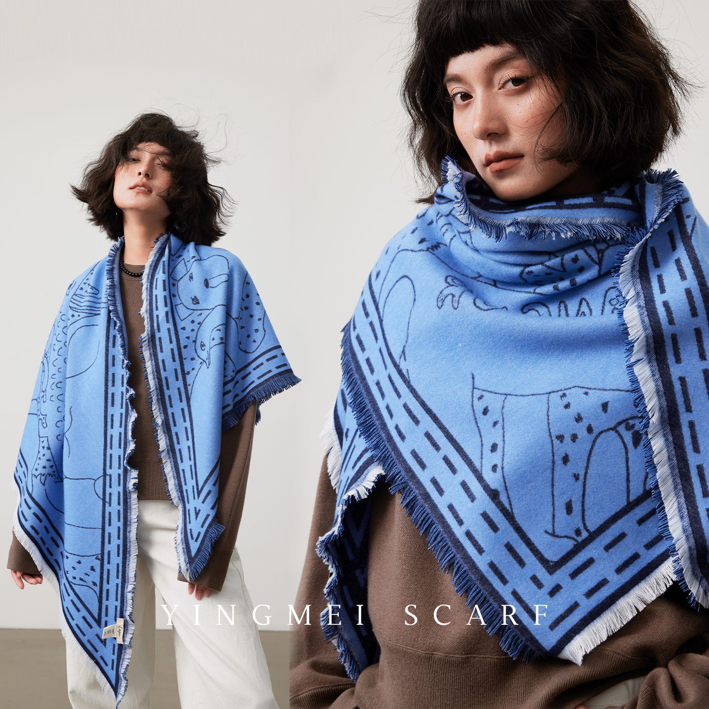 盈妹减龄高级感三角围巾披肩外搭