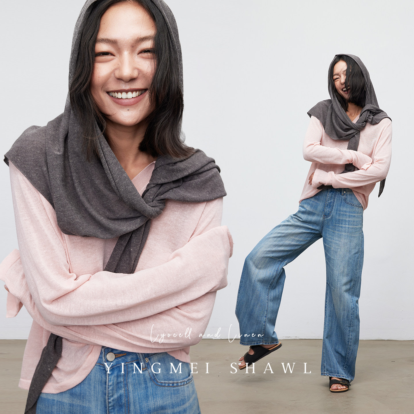 盈妹造型感神器丨亚麻薄款沙滩防晒披肩女外搭三角巾2026新款夏季