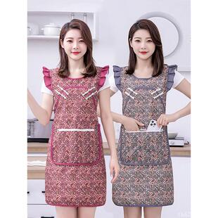 薄款 棉布女夏季 透气棉布 坎肩围裙家用厨房防水防油夏款 2024年新款