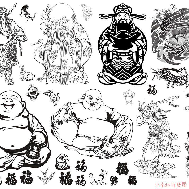 葫芦烙画底稿贴纸底稿烫画图案葫芦上的贴纸图案葫芦雕刻图案贴纸
