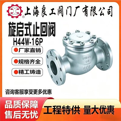 上海良工阀门H44W-16P3不锈钢法兰卧式止回阀旋启式止回阀DN100
