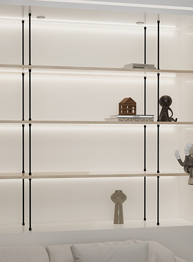 11管极简书架博古架置物架装饰支撑铝型配件吊架落地书架三通二通