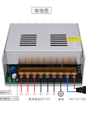 XH-12V40A-480W大功率开关电源工业级双管直流12V电源12V480W单电