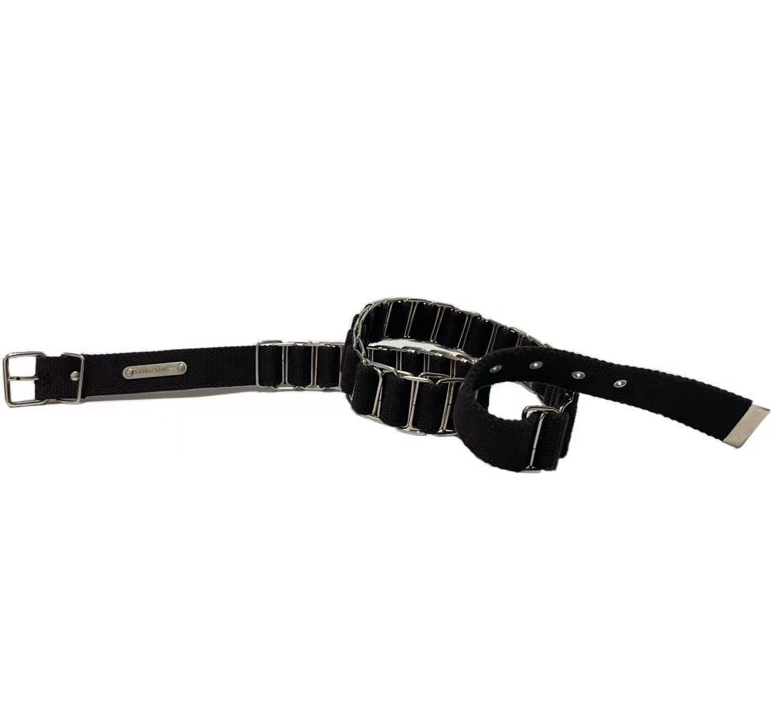 thumbnail for Helmut Nameplate Full Metal Buckle Belt Hl1999Archive Casual Webbing Trendy Same Style for Men and Women Easiest for match