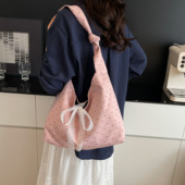 韩系波点慵懒风布袋包包女2026新款 大容量百搭通勤手提包单肩包潮