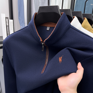保罗男士高端品牌卫衣立领半拉链新款加厚秋冬季时尚休闲骑士T恤