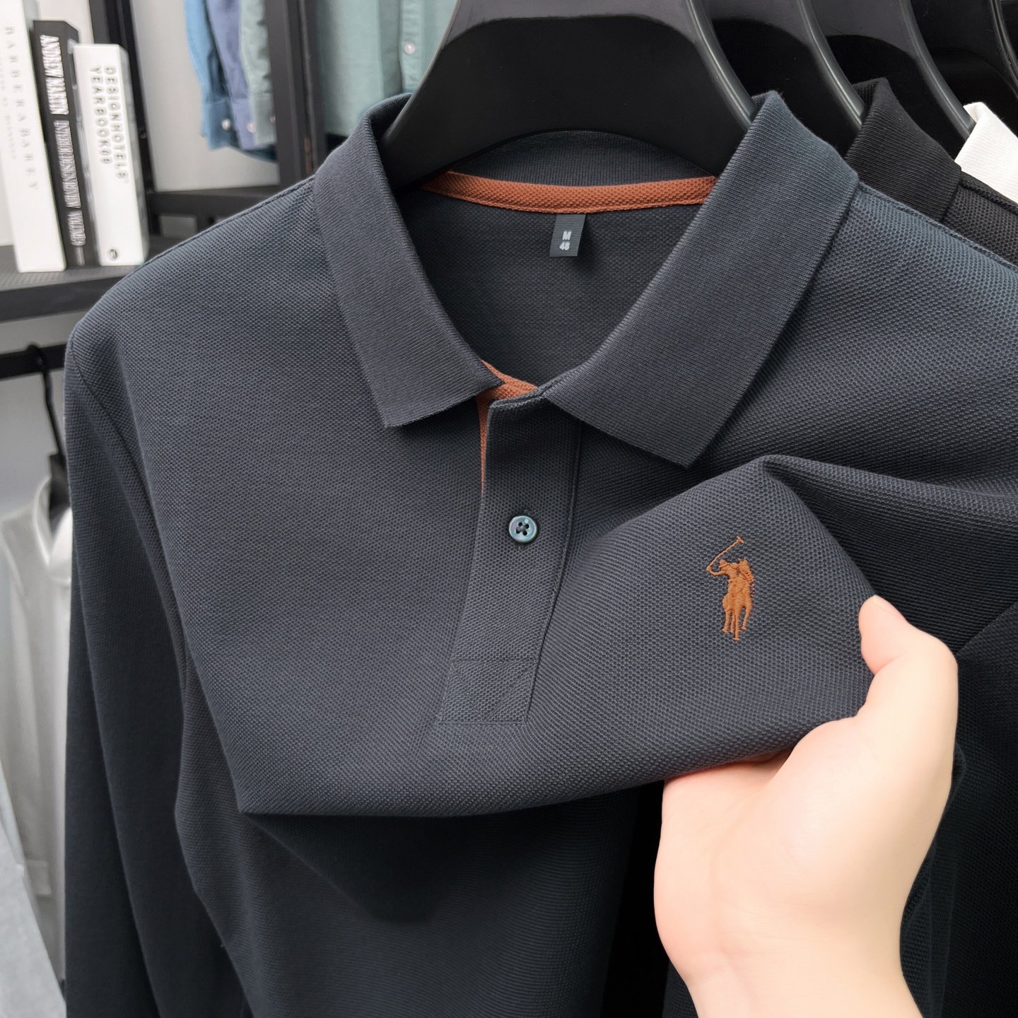 保罗男士POLO衫高端品牌翻领纯棉长袖新款刺绣商务小马标轻奢T恤