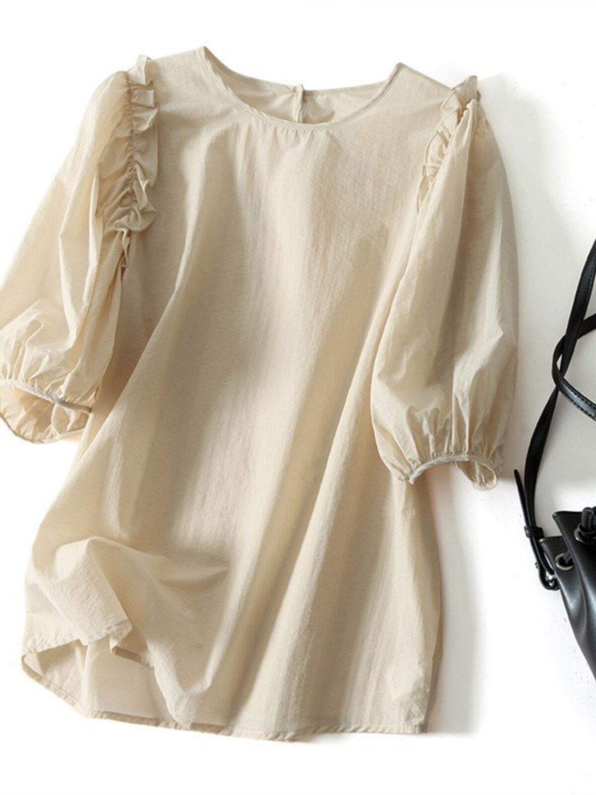 통관 유출 일선 브랜드 카운터 쇼핑몰 철수 컷 라벨 여성 프렌치 팰리스 스타일 퍼프 소매 반팔 셔츠