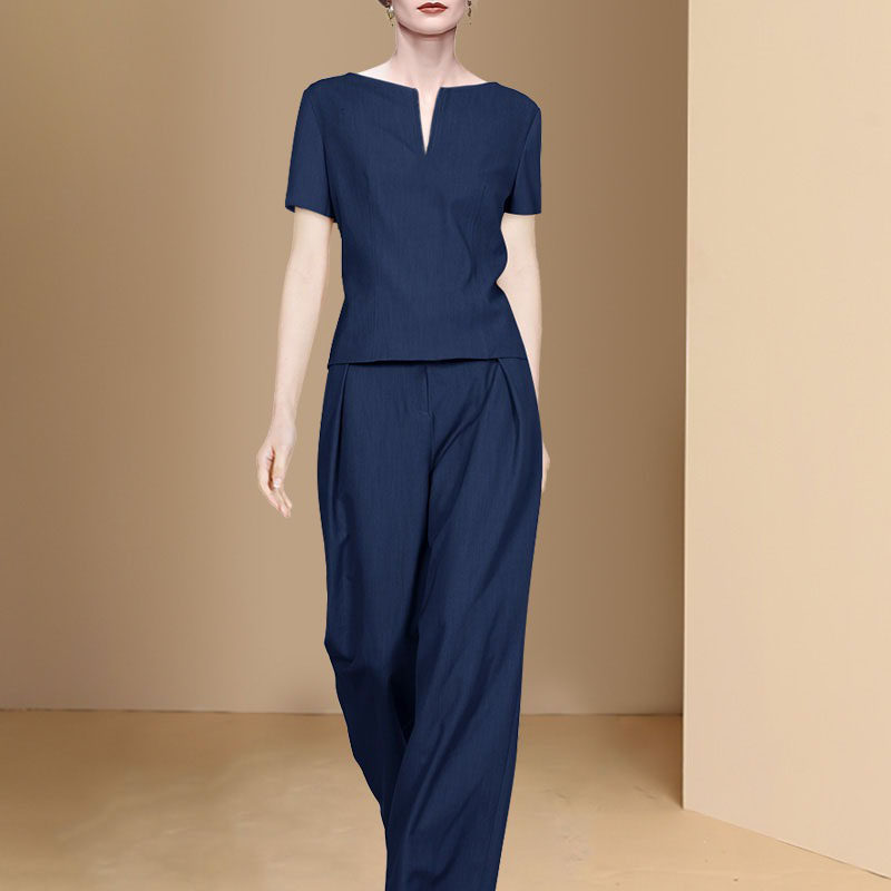 기질 여성 2024 새로운 여름 패션 프랑스 고급 노화 감소 슬림 실크 전문 투피스 슈트
