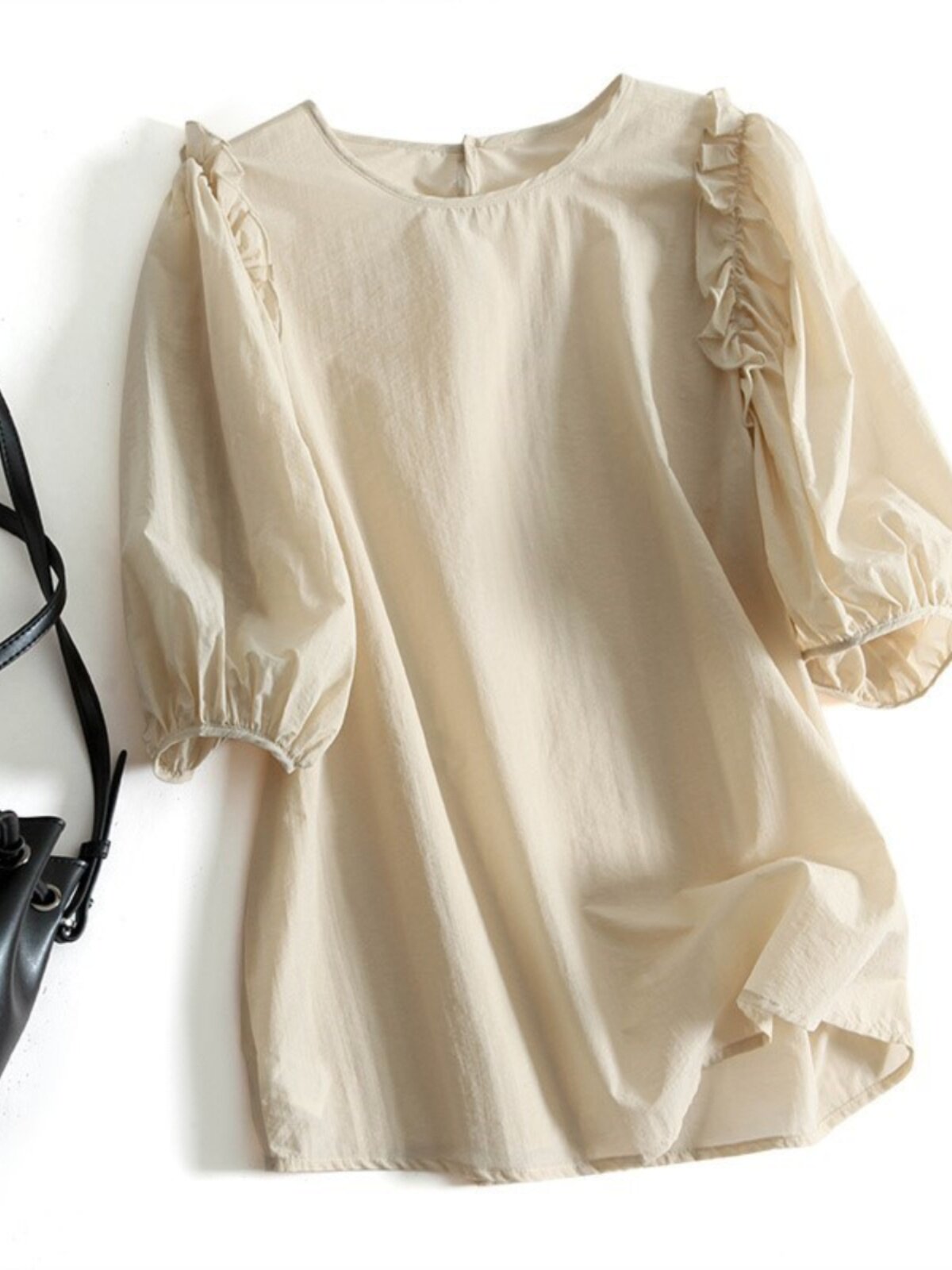 통관 유출 일선 브랜드 카운터 쇼핑몰 철수 컷 라벨 여성 프렌치 팰리스 스타일 퍼프 소매 반팔 셔츠