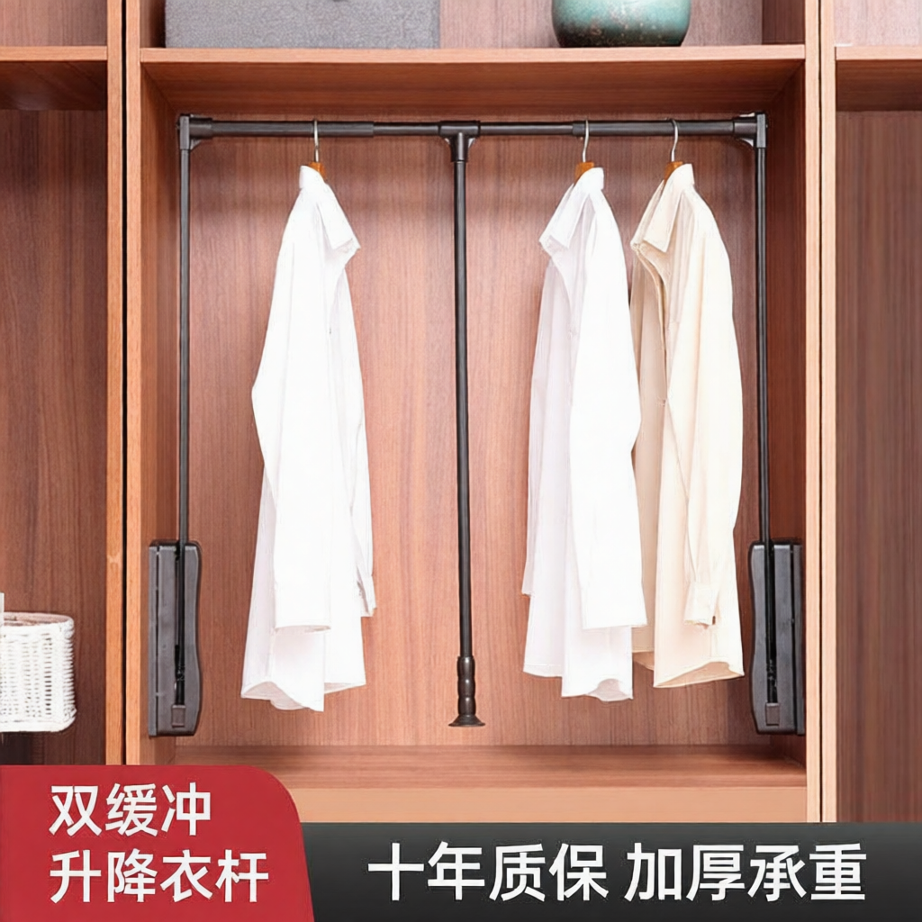 下拉式挂衣杆可伸缩衣通衣帽间家用拉杆衣柜内缓冲下拉升降挂衣架,基础建材,衣杆,淘宝优惠券,粉丝福利购,淘宝优惠卷