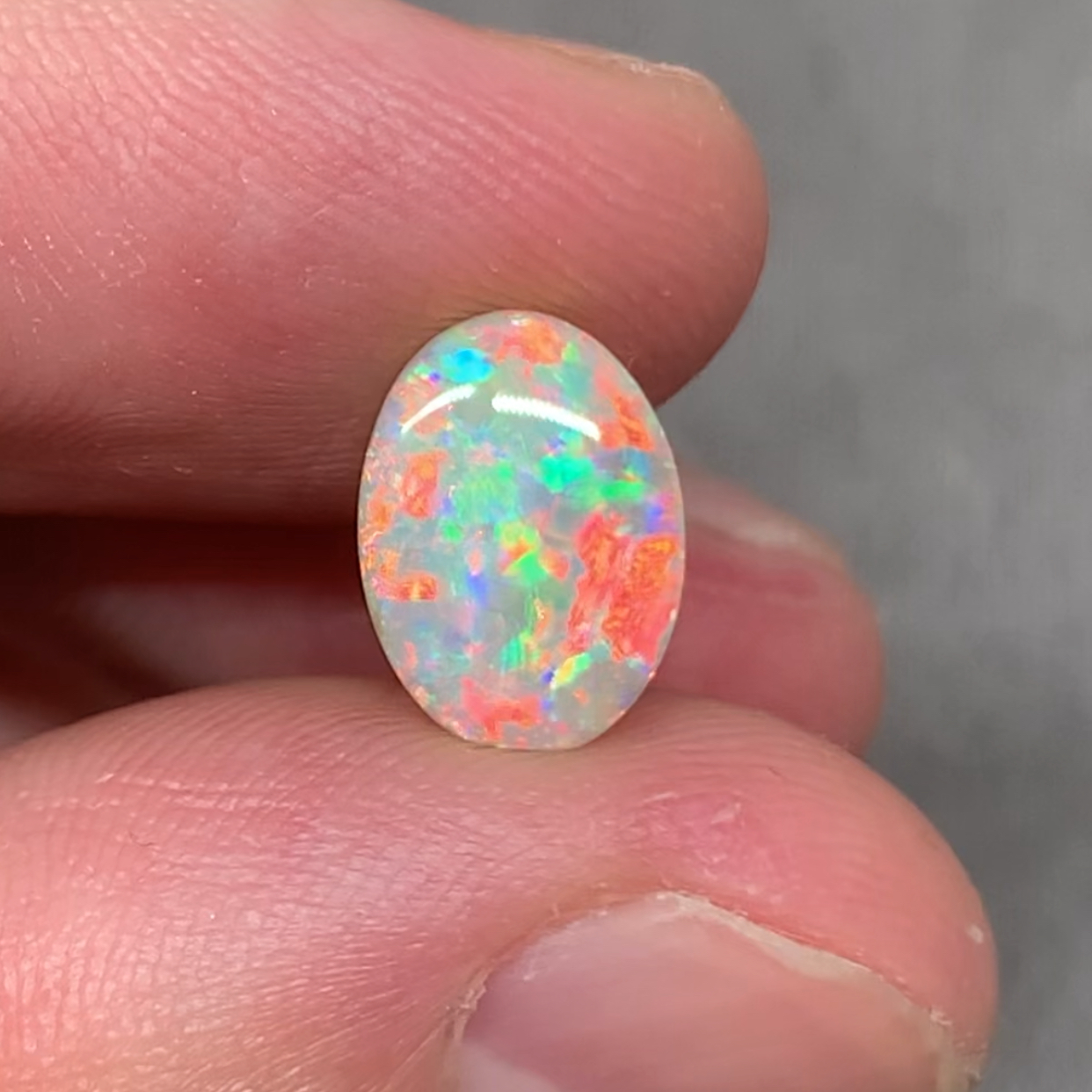 澳洲天然欧泊繁花多彩白欧泊戒指项链定制1.68ct 10.2*7.3*3.3mm