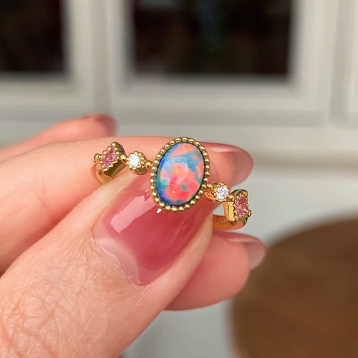 定制费参考(不含石)｜澳洲天然欧泊戒指18k金彩宝戒指女戒定制