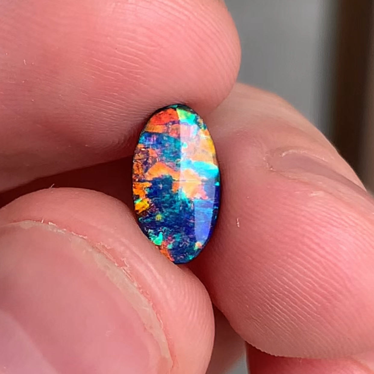 澳洲天然欧泊繁花彩铁欧泊戒指欧泊吊坠1.62ct 10.7*5.9*3.2mm