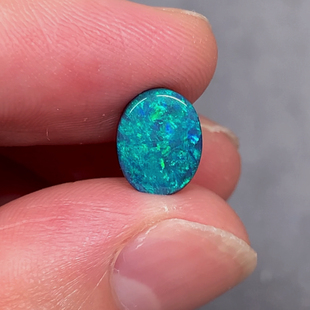 3.5mm 7.7 澳洲天然欧泊蓝绿彩黑欧泊澳宝彩宝戒指吊坠1.67ct 9.6