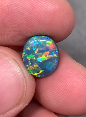 澳洲天然欧泊收藏级黑欧泊孔雀纹戒指定制2.48ct 10.8*9.2*4.1mm