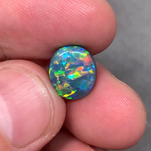 澳洲天然欧泊收藏级黑欧泊孔雀纹戒指定制2.48ct 10.8*9.2*4.1mm