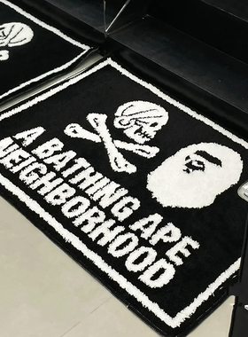 BAPE联名NBHD潮牌地毯NEIGHBORHOOD客厅地垫猿人头卧室床边毯定制