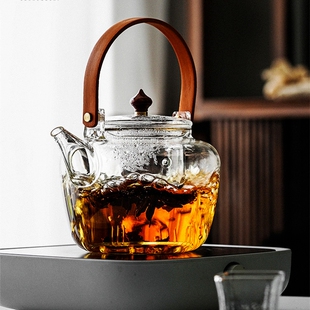 耐高温玻璃蒸茶壶复古提梁壶白茶煮茶器电陶炉养生壶烧水自动茶器