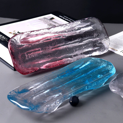 日式冰川玻璃寿司盘长方形酒店