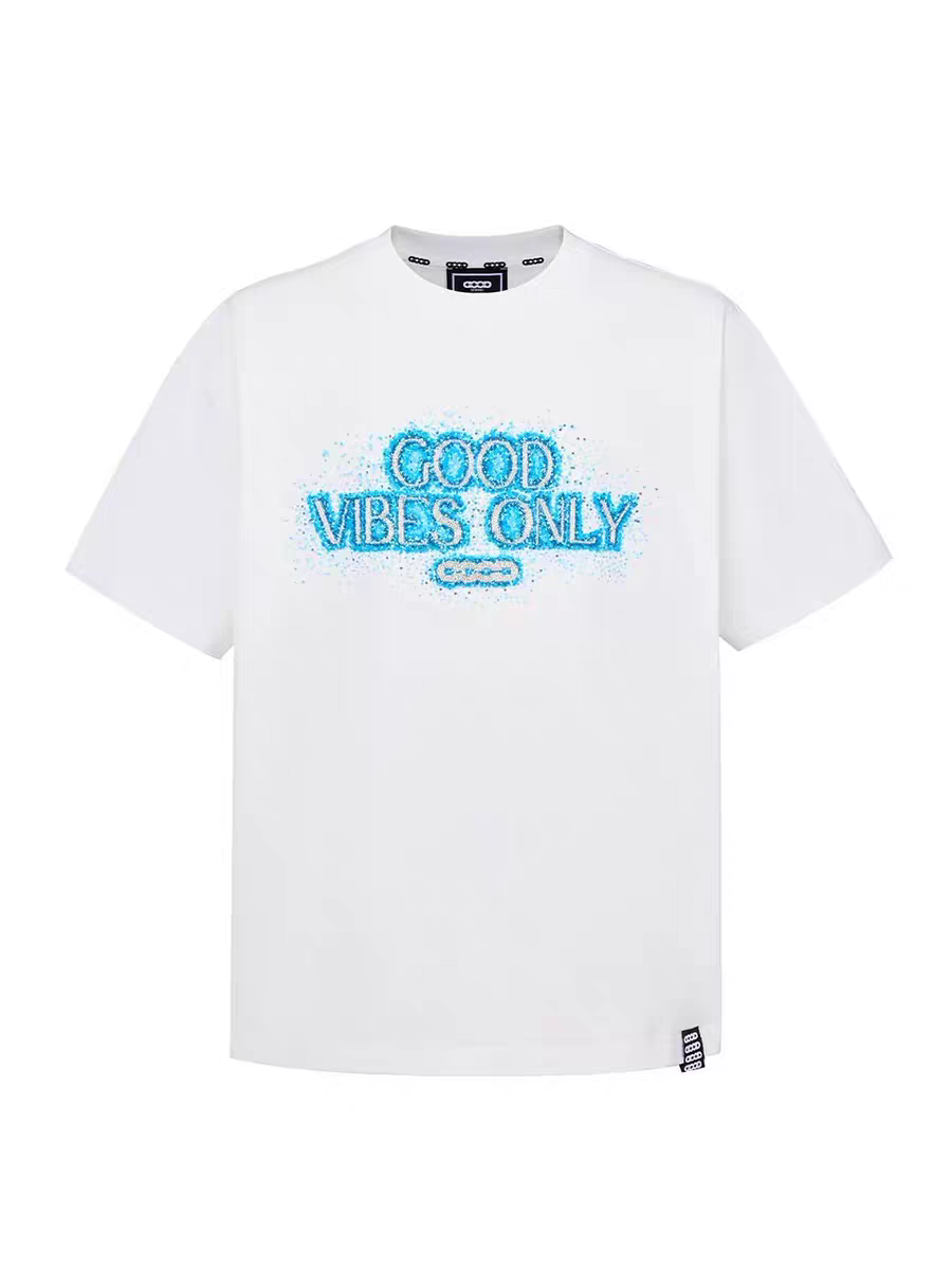 GOODBRAND 26SS蓝色星河管珠绣标语轻奢时尚短袖T恤 男女情侣同款