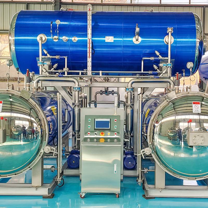 香肠两锅一罐全自动杀菌锅鱼肠二拖一高温杀菌锅多锅串联灭菌锅