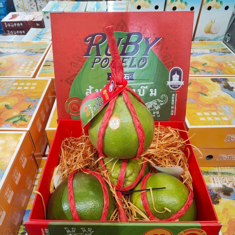 泰国红宝石柚子礼盒装3只装进口红心柚子当季新鲜水果土豪柚子甜